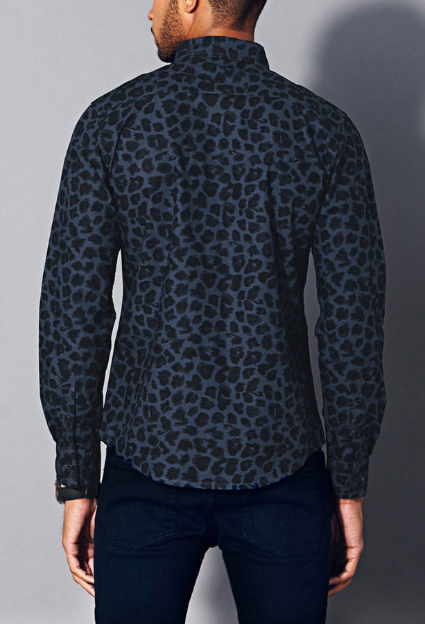 blue cheetah print shirt mens