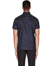Marc by Marc Jacobs Blue London Leopard Print Shirt