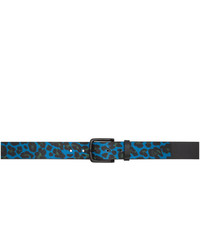 Blue Leopard Leather Belt