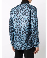 Christian Pellizzari Leopard Print V Neck Shirt