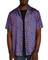 River Island Leopard Print Short Sleeve Button Up Shirt