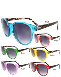 Apopo Eyewear Bright Leopard Plastic Oval Sunglasses