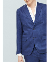 Mango Outlet Slim Fit Linen Suit Blazer