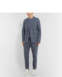 Mr P. Tapered Pleated Linen And Cotton Blend Cropped Suit Trousers