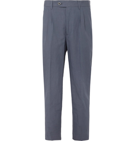 MR P. Tapered Cropped Garment-Dyed Organic Cotton-Twill Trousers