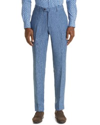 Emporio Armani Linen Pants In Solid Bright Blue At Nordstrom