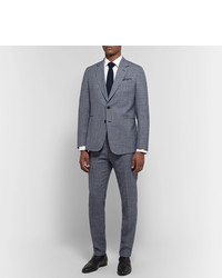 Paul Smith Navy Soho Slim Fit Tapered Puppytooth Wool Silk And Linen Blend Suit Trousers