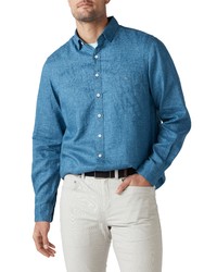 Rodd & Gunn Motion Linen Button Up Shirt In Seaport Blue At Nordstrom