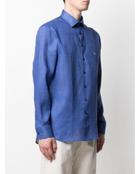 Etro Pegaso Logo Embroidered Linen Shirt