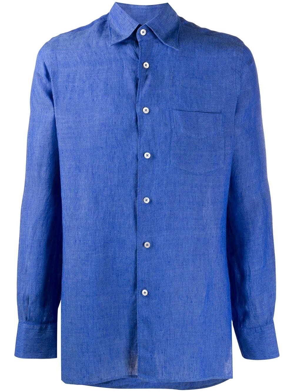 Canali Pointed Collar Linen Shirt, $140 | farfetch.com | Lookastic