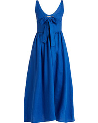 Blue Linen Midi Dress