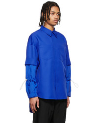 JERIH Blue Detachable Shirt