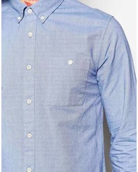 Asos Brand Oxford Shirt In Sky Blue With Long Sleeves