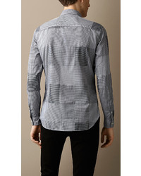 Burberry Brit Slim Fit Cotton Gingham Jacquard Shirt