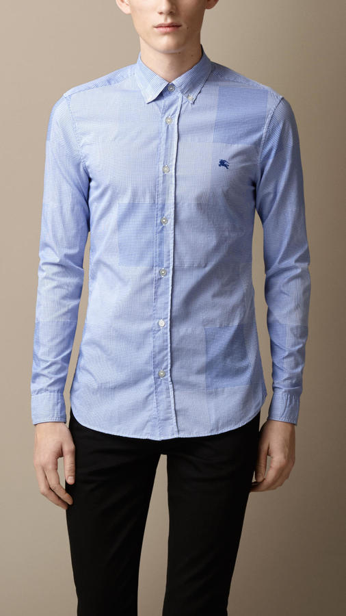 Burberry Brit Slim Fit Cotton Gingham Jacquard Shirt, $275 | Burberry |  Lookastic