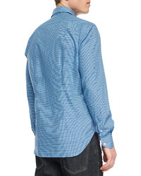 Culturata Plaid Long Sleeve Sport Shirt Medium Blue