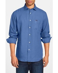 Façonnable Faconnable Long Sleeve Linen Sport Shirt Marine Blue Large