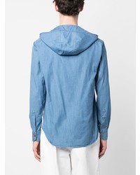Kiton Hooded Cotton Blend Shirt