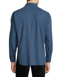Billy Reid Murphy Long Sleeve Sport Shirt Navy