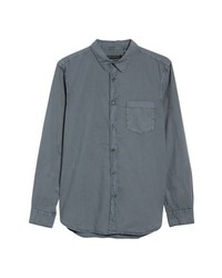 French Connection Overdyed Regular Fit Poplin Sport Shirt