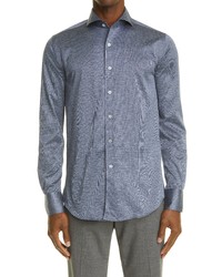 Canali Slim Fit Solid Button Up Shirt