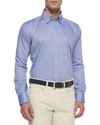 Peter Millar Solid Oxford Dress Shirt Blue