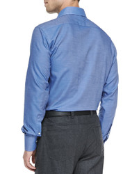 Neiman Marcus Solid Woven Shirt Blue