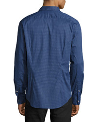 John Varvatos Star Usa Slim Fit Micro Pattern Sport Shirt Dark Blue