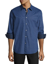 John Varvatos Star Usa Slim Fit Micro Pattern Sport Shirt Dark Blue