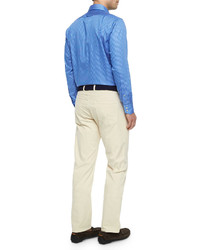 Peter Millar Striped Long Sleeve Sport Shirt Blue