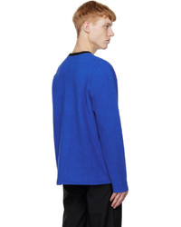 CALVINLUO Blue Crewneck Long Sleeve T Shirt