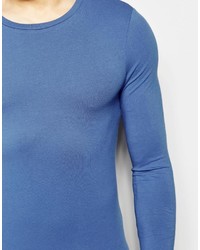 Asos Brand Extreme Muscle Long Sleeve T Shirt With Crew Neck In Blue