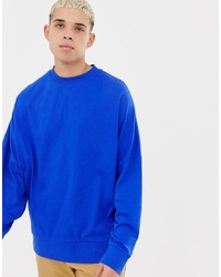 Collusion Long Sleeve Dropped Shoulder T Shirt In Cobalt Blue