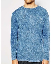 Antioch Long Sleeve T Shirt In Acid Wash With Back Print