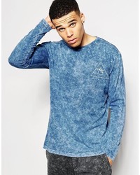 Antioch Long Sleeve T Shirt In Acid Wash With Back Print