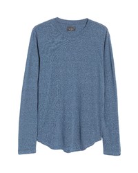 Goodlife Overdyed Tri Blend Long Sleeve Scallop Crew T Shirt In Riverside Blue At Nordstrom
