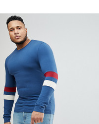 ASOS DESIGN Plus Muscle Fit Long Sleeve T Shirt With Contrast Sleeve Panels