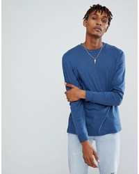 ASOS DESIGN Relaxed Roll Long Sleeve T Shirt In Blue