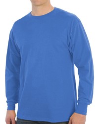 Specially Made 100% Cotton Ribbed Cuff Crew T Shirt Long Sleeve