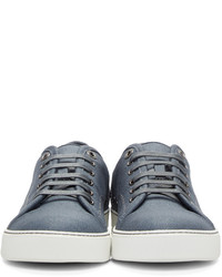 Lanvin Slate Blue Linen Cap Toe Sneakers
