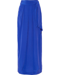 Paper London Washed Silk Crepe Maxi Skirt Bright Blue