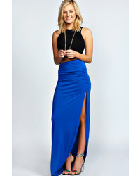 Boohoo Tamsin Ruched Side Jersey Maxi Skirt