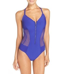 Robin Piccone Mesh Inset One Piece Swimsuit