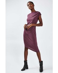 Topshop Asymmetric Slinky Drape Midi Dress