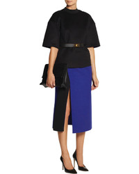 Victoria Beckham Wool Blend Crepe Wrap Skirt