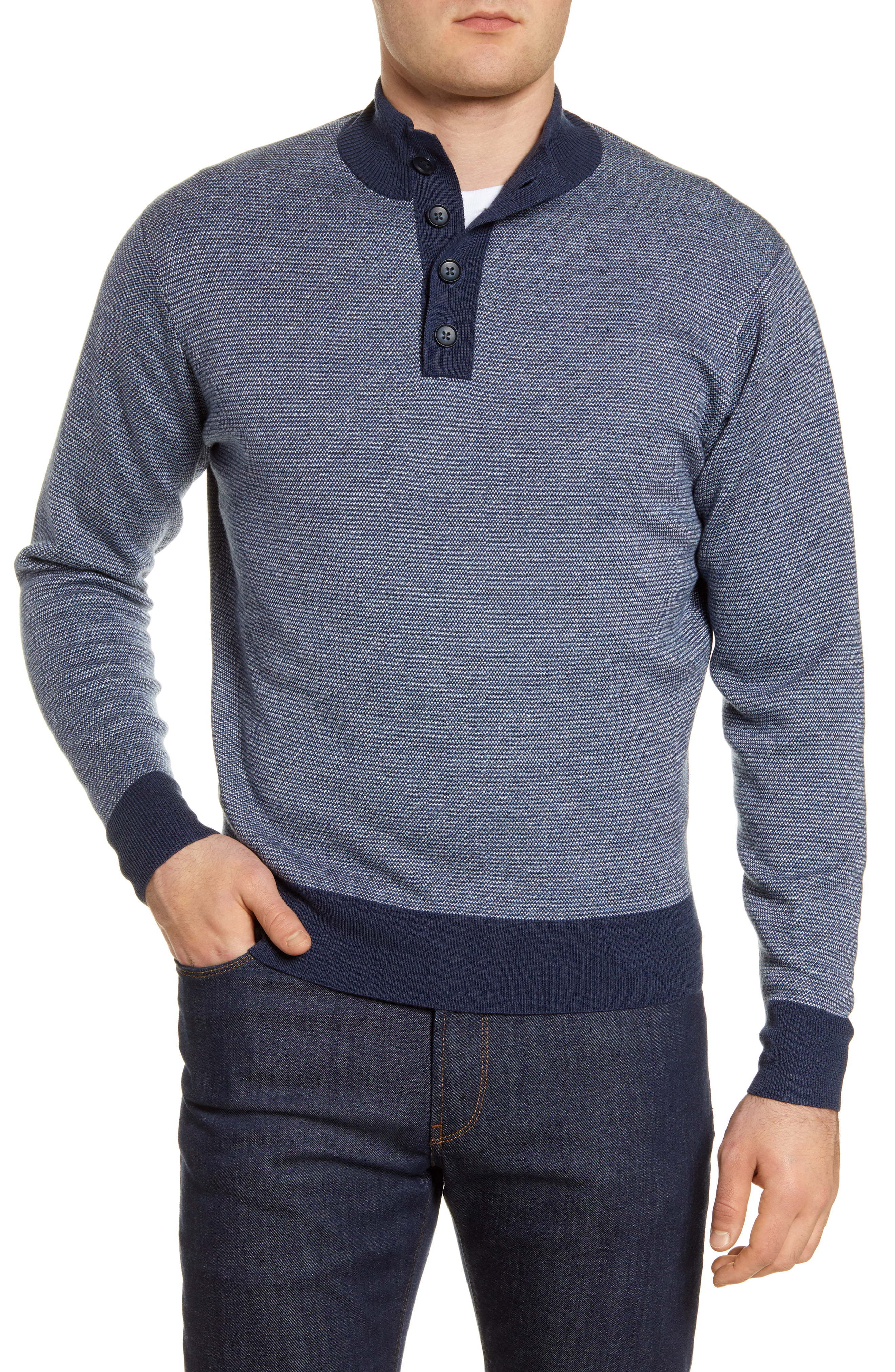 Peter Millar Henley Mock Neck Wool Linen Sweater, $195 | Nordstrom ...