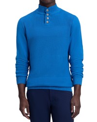 Bugatchi Textured Mock Neck Cotton Sweater In Classic Blue At Nordstrom