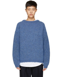 Blue Mohair Crew-neck Sweater