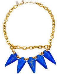 K. Amato Blue And Gold Spiked Choker Necklace