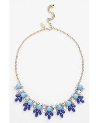 Cara Stone Crystal Bib Necklace Blue Multi Clear Gold